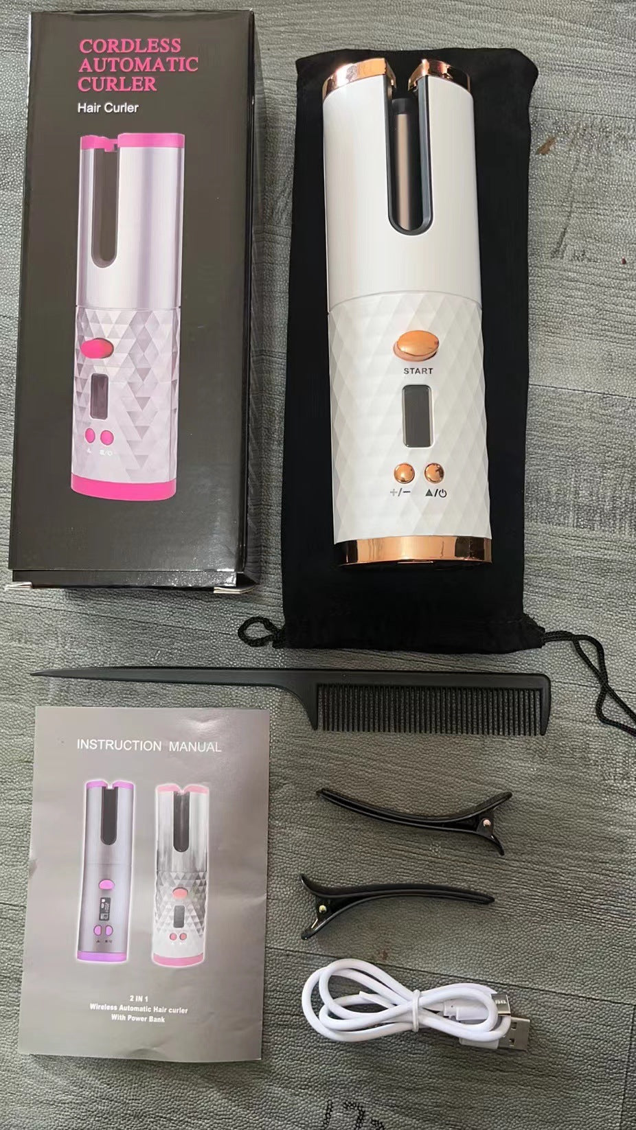 Cordless Automatic Hair Curler White
